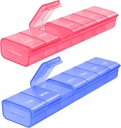 AUVON 2 Pack Weekly Pill Organizer, Dual- Color Large Pill Case Set untuk Multiple Pill Tracking, Pill Box 7 Day for Travel, Pill Container for Home Use to Hold Vitamin, Suplemen, Medikasi