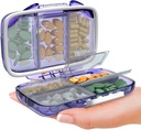 Case Compact Supplement Case for Purse Estical Kit fot Traveling Pocket Pharmacy with Label, Purple