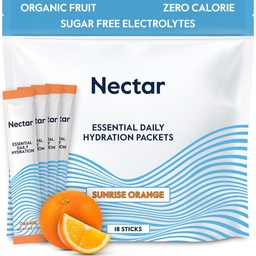 Paket Hidration Nektar - Paket Bubuk Elektrolytes - Tanpa Gula atau Kalori - Pound Buah Organik harian IV Elektrolit Powder untuk Relief Dehydration dan Rehydration Rapid (Orange 18 Pack)