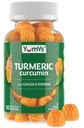 Curcumin Turmeric Gummies - Ekstra Kekuatan 2000mg 8: 1 Ekstrak Turmerik Gummies dengan Black Pepper & Ginger - Vegan Non- GMO Bersama-sama Mendukung Chewables - Peach Flavor, 60 Count