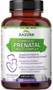 Zazzee Extra Strength Prenatal Multi Complex, 120 Vegan Capsules, 2 Bulan Suply, 23 Escience Vitamin & Mineral, MK7, 10 Milyar Provinsi CFU, Prenatal Enzymes, Organik Herbal Blend