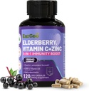 Sambucus Elderberry dengan Zinc & Vitamin C - 5 dalam 1 Imune Supplemen Dukungan, Non-GMO, 120 Vegetarian Capsules, 2 Bulan Supply
