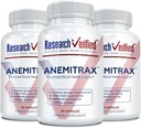 Research Verified Anemia Support - Replenish Iron, Regulate Hemolation, Improve Energy - Iron, Vitamin C, Vitamin A, B12, File, BioPerine - 180 Capsules - Vegan