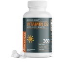 Bronson Vitamin D3 5000iu (125mcg) 1 Tahun Supply untuk Fungsi Otot Kesehatan dan Dukungan Imune, Non-GMO, 360 Tablet