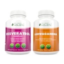 Murni Resveratrol Holistik 1450mg + Organik Ashwagandha 1300mg & Black Pepper - Bundle - 180 + 180 Capsules - Dikemas dengan PowerAntioksidants - Dibuat di USA