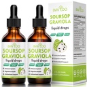 2 Pack Soursop Graviola Liquid Drops - 2000mg Soursop Extract Blended - 300mg Moss & 100mg Elderberry - powerful Cell Support, Antioksidant- Rich, Immune- Boosting - 4 Fl Oz (120ml) Botol