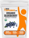 LockSuppliments.com Organic Blueberry Extract Powder - Blueberry Extract Suplement, Antioksidant Dukungan - Vegan & Gluten Bebas, 500mg per Serving, 500g (1.1 lbs) (Paket 1)