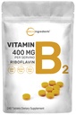 Mikro Ingrediens Riboflavin Vitamin B2, 400mg Per Serving, 240 Mini Tablet 14; Escule Vitamin B Suplemen 124; B Vitamin untuk Produksi Energi 124; Mudah untuk Swallow, Non-GMO
