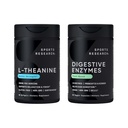 Riset Olahraga Kekuatan Ganda L- Theanine Tambahan Suntheanine Softgels untuk Fokus, Relaxation & keselarasan dengan Coconut Oil 60 Count dan Digeptical Enzymes + Propoles & Ginger Tanaman Based 90 Count