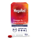 Megared Omega-3 Fish & Krill Oil Suplemen 900mg - MegaRed Advanced 4in1, 60 softgels, 2x More Omegaga- 3, Heart, Gabungan, Brain and Eye Supplemen, Red, 60 Count