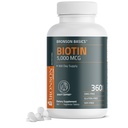 Bronson Biotin 5.000 MCG Supports Heally Hair, Skin & Nails & Energy Production - High Potency Beauty Support - Non-GMO, 360 Vegetarian Tablet