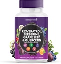 Resveratrol Berberine Grape Extract Quercetin - Polyphenol Suplement with Noni Extract, N- Acetyl Cysteine, Acai Extract - Made in the USA - 60 Capsules