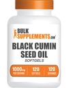 BulkSuplements.com Black Cumin Seed Oil Softgels - Black Cumin Seed Oil 10000mg - Gluten Free, 1 Softgel per Serving, 120 Cacah (Paket 1)