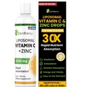 Zenrenu Lipomal Vitamin C dan Zinc Liquid Drink untuk Orang Dewasa & Anak-anak - Lesit Bunga Matahari Non GMO - Max Antioksidant & Imune Dukungan, 5 oz / 150 ml
