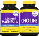 ConnovixLabs Chooline & Magnesium Bundle Booline Bitarctin 550mg (100 Capsules) Advanced Magnesium (150 Capsules). Mendukung Memori, Mood, Kesehatan Otak & Kognitif Boost. *