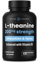 NutraChamps L-Theanine 200mg Capsules 124; Double-Power L-Theanine Liquid dengan Vitamin D3, Organic Coconut Oil 124; Supports Mood, Focus Relief 124; untuk Anak-anak & Dewasa 124; 120 Vegan Capsules