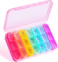 Weekly Pill Organizer 3 Kali sehari - Odaro 3 Kali sehari, Kotak Pil Pill 7 Hari, Portabel Pill Case untuk Purse, Daily Pill Organizer, Medicine Organizer untuk Vitamin, Persediaan dan Obat-obatan (Pink)