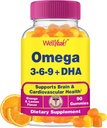 Baik Yeah Omega 3 6 9 Gummies 12.4; dengan Flaxseed Oil dan DHA 124; Vegetarian Omega 3 Oil Alternative 124; GMO Bebas, Gluten Free, Orange & Lemon Flavor 124; Natural Sourced Colors dan Flavors 124; 90 Count