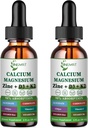 Kalsium Magnesium Zinc Liquid Drops, Liquid Magnesium Glycinate 500mg Kalsium 1000mg dengan Vitamin D3, K2, B6, B12, Coq10.6X Lebih Kuat dari Gummies Capsules (2 Pack)