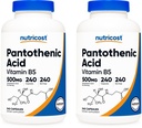 Nutricost Pantothenic Acid (Vitamin B5) 500mg, 240 Capsules (2 Botol)