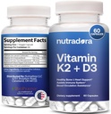 Vitamin D3 K2 Capsules for Men and Women - K2 D3 Vitamin Suplement for Healthy Heart and Bone Support, Immune System & Blood Circulation Assistance, Formulation in USA, 60 Vevgie Capsules