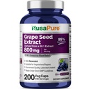 NusaPure Grape Seed Extract 40.000mg per Caps, 200 Vegan Capsules, Standardied, Non-GMO, Gluten Free, Resveratrol