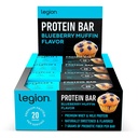 Legion Protein Bar Blueberry Muffin - 100% Whey Protein, Soy Free Protein Bars dengan Prebiotic Fiber - Low Fat Heallean Protein Bar - Gluten Free, Alami Flavored, Low Sugar Protein Bars (12 Count)