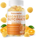 Magnesium Glycinate Gummies 10000mg - Sugar Free Magnesium Potsium Suplemen dengan Vitamin D, B6, CoQ10 untuk Calm Mood & Sleep - 60 Orange Gummies -1 Pack