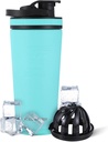 Ice Shaker Insulated Stainless Steel Shaker Bottle 124z, Mint 124; Cold for 30 + Hours 14; Insulated Cup with Twist- on Agator 124; Odor- Free Bottle for Protein Shakes, Water, Smoothies, Cocktails