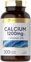 Carlyle Calcium 1200 mg dengan Vitamin D3 124; 300 Caplets 124; Non-GMO, Gluten Bebas, dan Vegetarian
