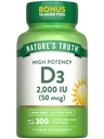 Kebenaran Alam Vitamin D3 2000 IU 124; 300 Softgeels 124; Potensi Tinggi Formula 124; Non-GMO & Gluten Free Supplement