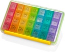 Weekly Pill Organizer - Portable 4 Times-ADay - Water Moisture- Kasus Bukti AM / PM Pil, Warna 7 Day Medicine Hill Box dengan Label untuk Prescriptions, Medications, Vitamin, dan Suplemen