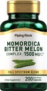 Piping Rock Bitter Melon Capsules 124; 1500mg 124g; 200 Pil 14; Momordica Charantia Extract 126; Kompleks Herb Suplemen 124; Non-GMO, Gluten Bebas