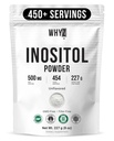 Mio- Inositol Powder 8oz, Mual Myo Inositol Suplemen untuk Dukungan Ovarium, Keseimbangan Fertilitas dan Hormonal, Bubuk Inositol Murni, Myo- Inositol Tambahan Energi, Kesehatan Otak, 454 Hamba