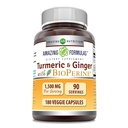 Amazing Formula Turmeric Curcumin & Ginger dengan Tambahan BioPerine 124; 1500 Mg Per Serving 14; 180 Vevgie Capsules 12.4; Non-GMO 124; Gluten Free 124; Made in USA 124; l deal for Vegetarians