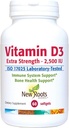 NEW ROOTS HERBAL Vitamin D3 2.500 IU (62.5 mcg): Fungsi Otot Sehat 124; Imune Dukungan 124; Non- GMO & Gluten- Free (60 Softgels)