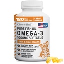 Wild Caught Omega 3 Fish Oil for Dogs - 180 Softgel Capsules for Healthy Skin and Coat - Large 1000 mg Dog Fish Oil Pills for Shedding, Dry Itching Skin, and Hot Spots - Pet Omega Salmon Suplemen