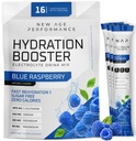 Paket Hidrasi Umur Baru, Penahan Cairan Pendek Elektrolytes untuk Bantuan Dehidrasi, L- Glutamine Amino Acids for Muscle Workout, Sugar Free & 0 Calorie, 16 Pack (Blue Raspberry)