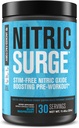 Jacked Factory Nitric Surge Stim Free Pre Powder - Caffeine- Free Nitric Oxide Suplement w / Cret Cretine, L Citrulline, & Glycerol - Blue Raspberry, 30 Servings