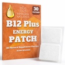 B12 Plus Energy Patch - Methylcobalamin B12-30-Day Supply for Energy Boost, Enhanced Stamina & Quick Recobalamin - B12 for Daily Vitalitas