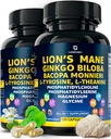 Limon Mane Suplemen Organik Kapsul - 240 Jamur Nyata Singa Katup Mane dengan Ginkgo Biloba Herb, Bacopa Monnieri, L Theanine, L Tyrosine - Kompleks Jamur untuk Wellness Harian