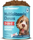 21-in- 1 Dog Multivitamin - Dog Vitamin and Supports for Senior Dogs and Puppy - Multivitamin for Dogs for Skin, Coat, Heart, Imune Dukungan - Dog Multivitamin Chewable for Joint Support -120pcs