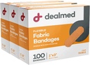 Dealmed Sterile Flexible Fabric Adhesive Bandages - 1x3 Inch - 100 / Box - 3 Box - Breathable Aid Strip Pertama Pack - Soft Stretch Weund Patch For Medical, Emergency Kits & Clinic