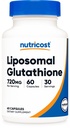 Tambahan Glutathione Nutricost 60 Kapsul, 720 mg Per Serving - Vegan, GMO- Free, 30 Servings