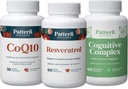 Pattern Wellness Heally Aging Bundle - CoQ10, Resveratrol, Kompleks Kognitive - Promoses Kesehatan Waktu & Wellness - 3 Pack, All- Natural, Vegan-Friendly Formulas