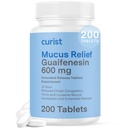 Guaimenesin 600 mg Extended Debit Tablet (200 Dye- Free Tablets) - Expectorant Muscus Relief, Generik Guaifenesin 600 mg, (Bulk Pack)