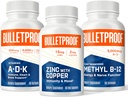 Bulletproof Triple Threat Stronging Bundle, Vitamin A- D-K, 30 Softgels, Zinc with Copper, 60 Capsules, Metil B-12, Spearmint Flavor, 60 Lozenges