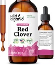 Wild & Organic Red Clover Extract Drops - Menopause Suplemen untuk Perempuan - 600 mg Liquid Red Clover Targe - Persediaan 1 - Bulan - Trifolium Blossom - Gula & Alcohol- Gratis - 2 oz