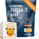 Bundle Keluarga Coromega - Omega-3 Fish Oil untuk Orang Dewasa & Anak-anak (60 Squeze Packsucks) 2400mg / 650mg Omega -3 + Vitamin D, 3X More Absorpsi Daripada Pil, Tidak Ada Fishy Aftertaste, Citrus Burst & Tropical Orange