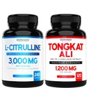 L Citrulline 3000mg Tambahan (240 Count) L Arginine & Nitric Oxide Pill - Tongkat Ali Untuk Pria 1200 sampai 1 Ekstraksi - (120 Count) Dukungan, Performansi Drive & Athletic - Vegan & USA Dibuat